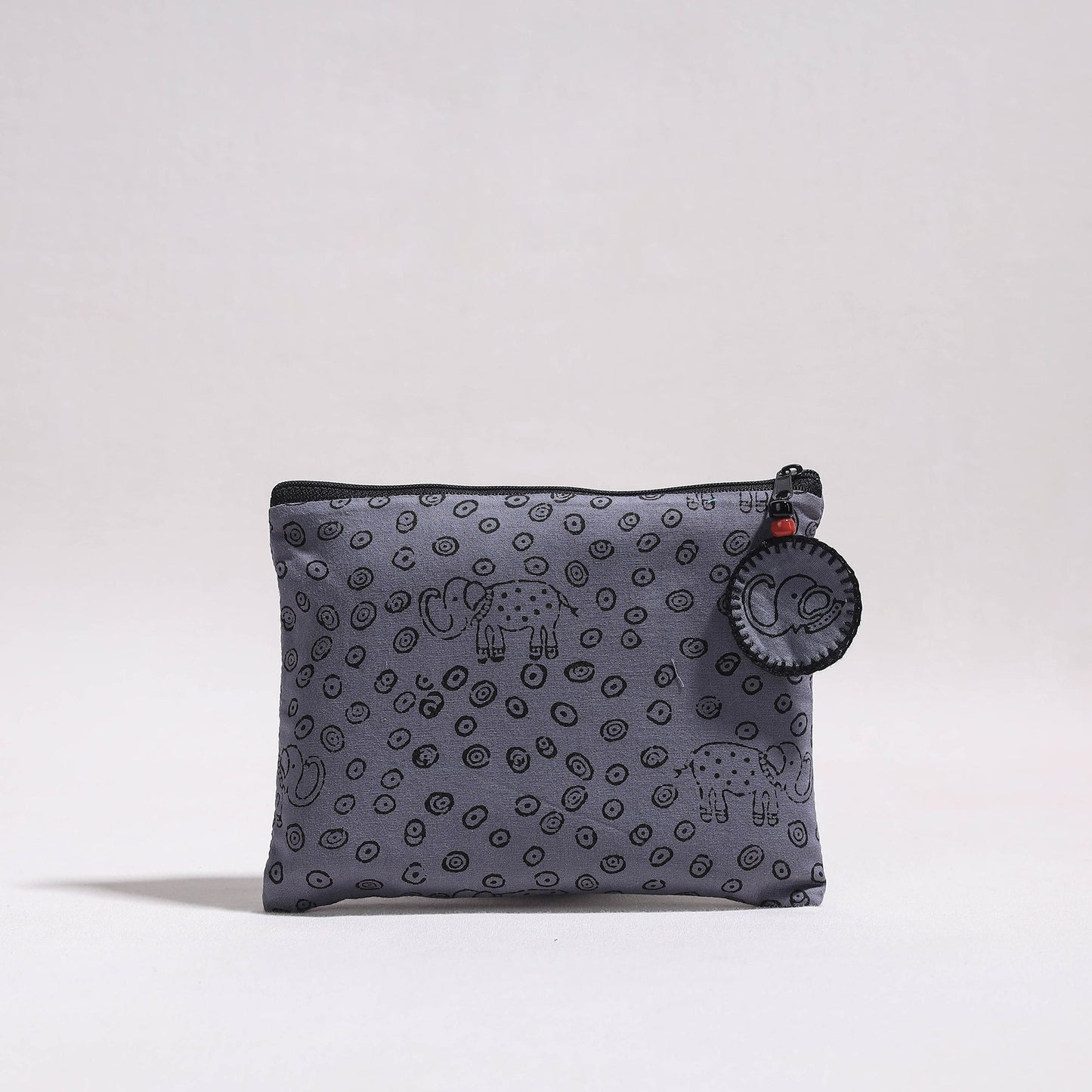 Kantha Work Block Print Cotton Utility Pouch