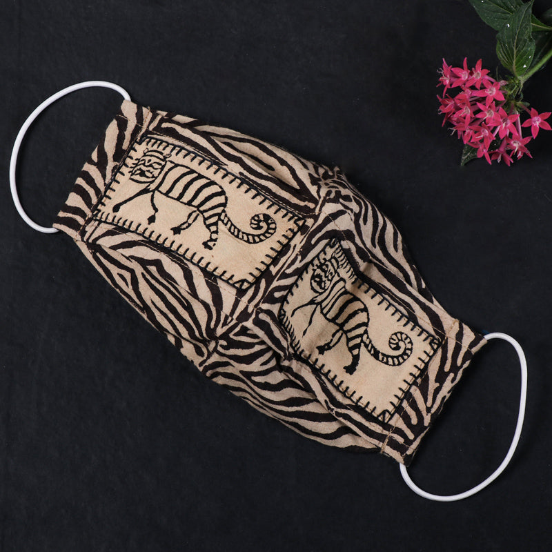 Kantha Work Hand Block Print Cotton 2 Layer Maska Snug Fit Face Cover