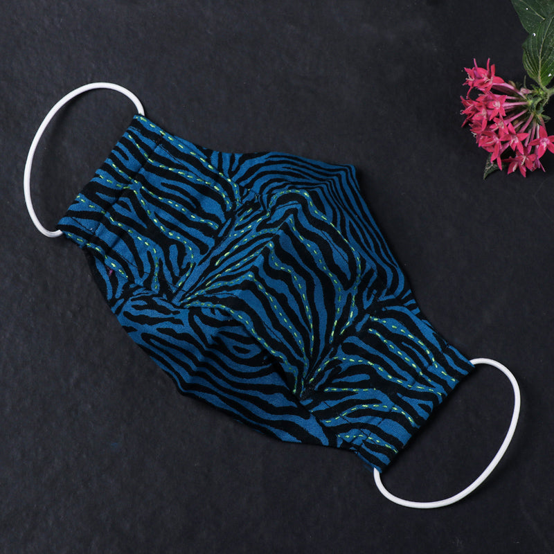 Kantha Work Hand Block Print Cotton 2 Layer Maska Snug Fit Face Cover