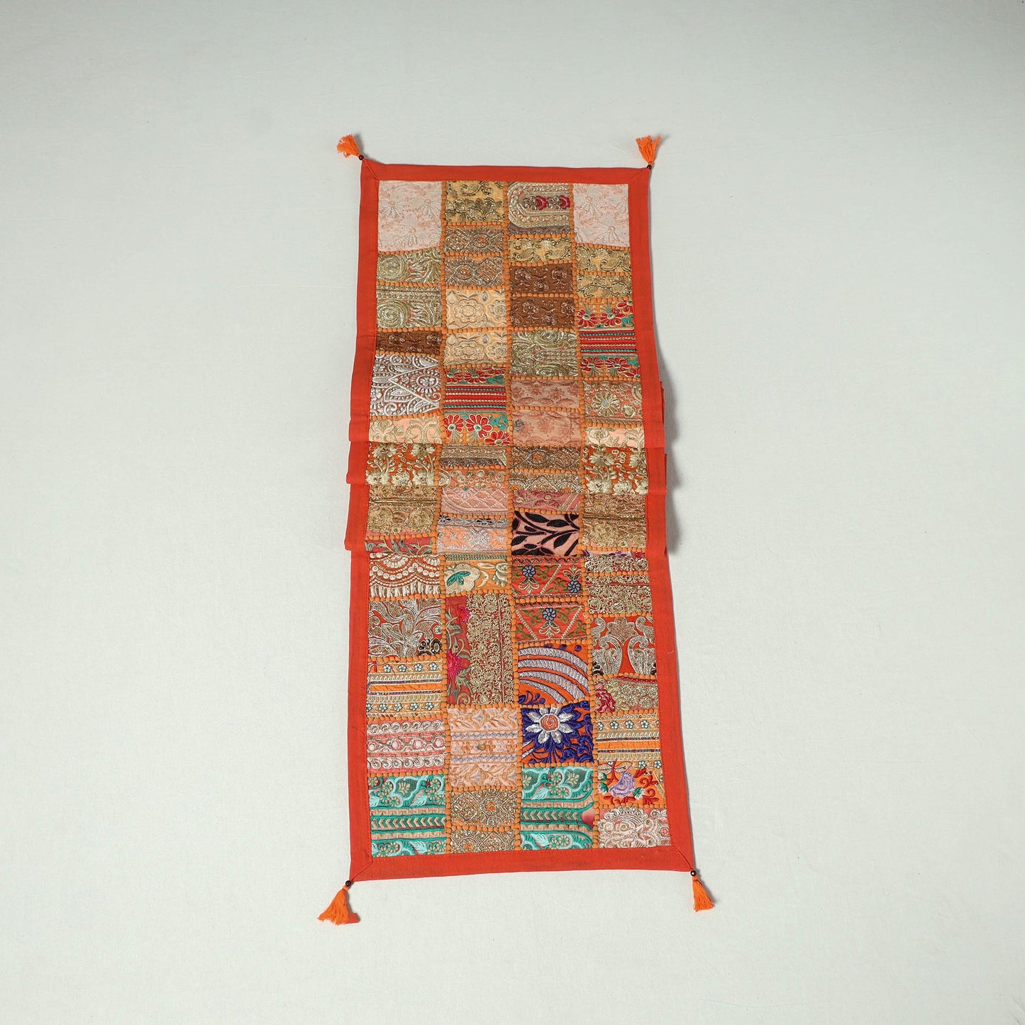 Khambadiya patchwork table runner (73 x 17 in) - handcrafted