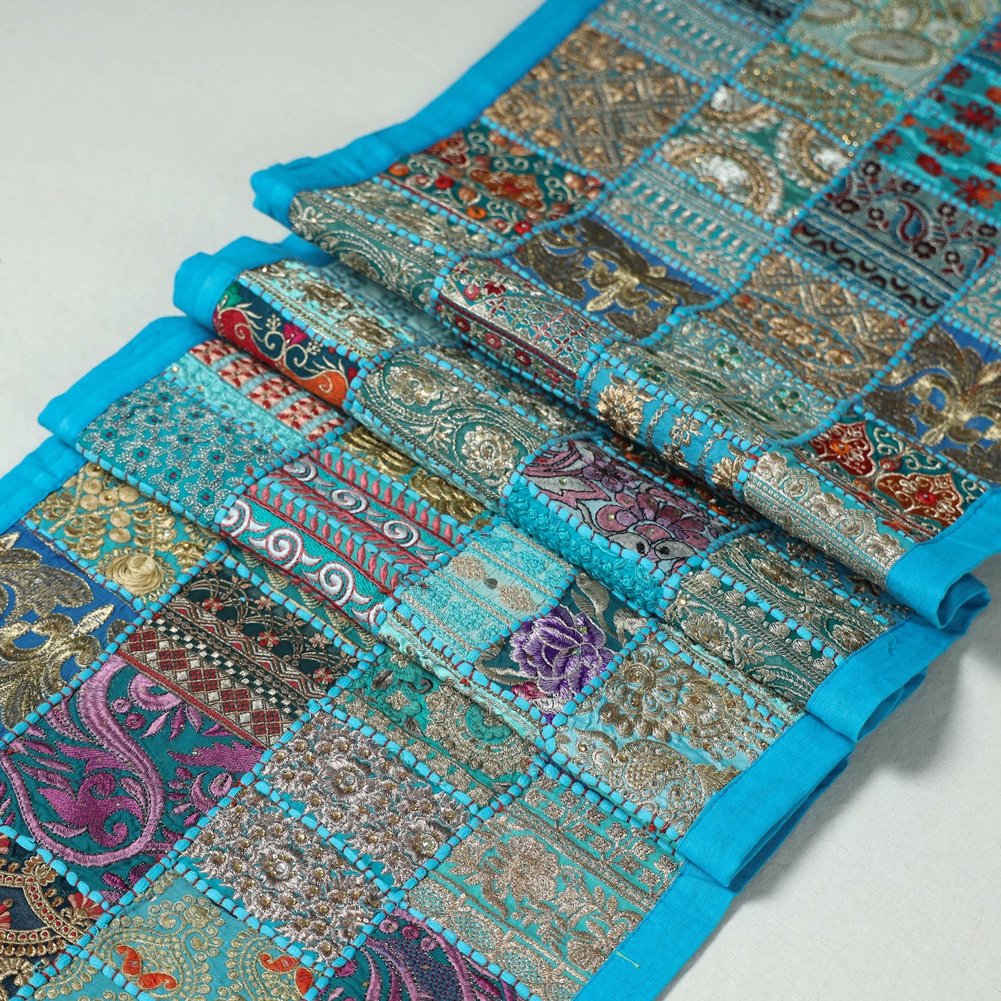 Khambadiya patchwork table runner (73 x 17 in) 15