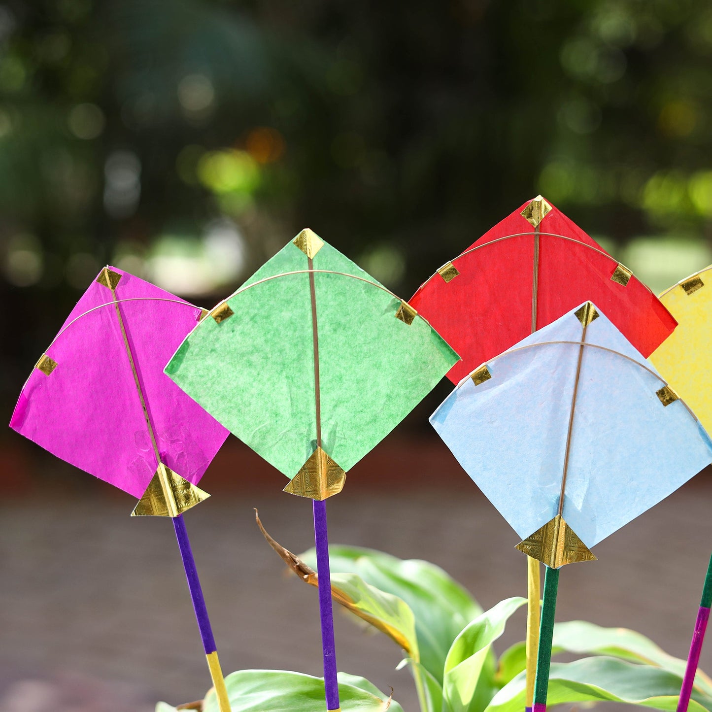 Kite - Handmade Paper Garden Stick (Set of 5)