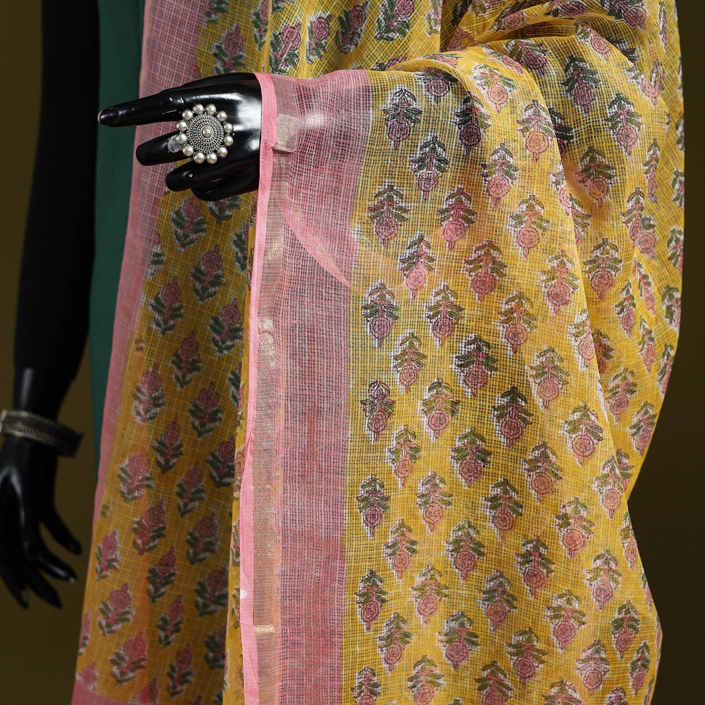 Kota doria cotton hand block print sanganeri floral dupatta