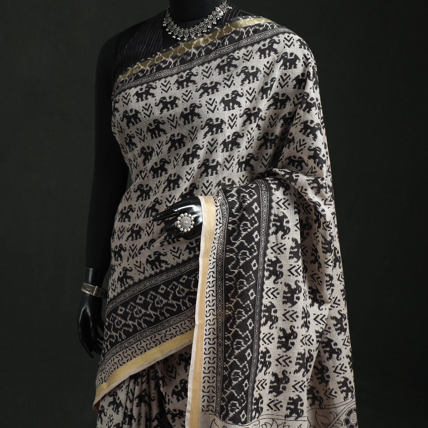 Kota doria cotton printed kalamkari saree 21 - handcrafted