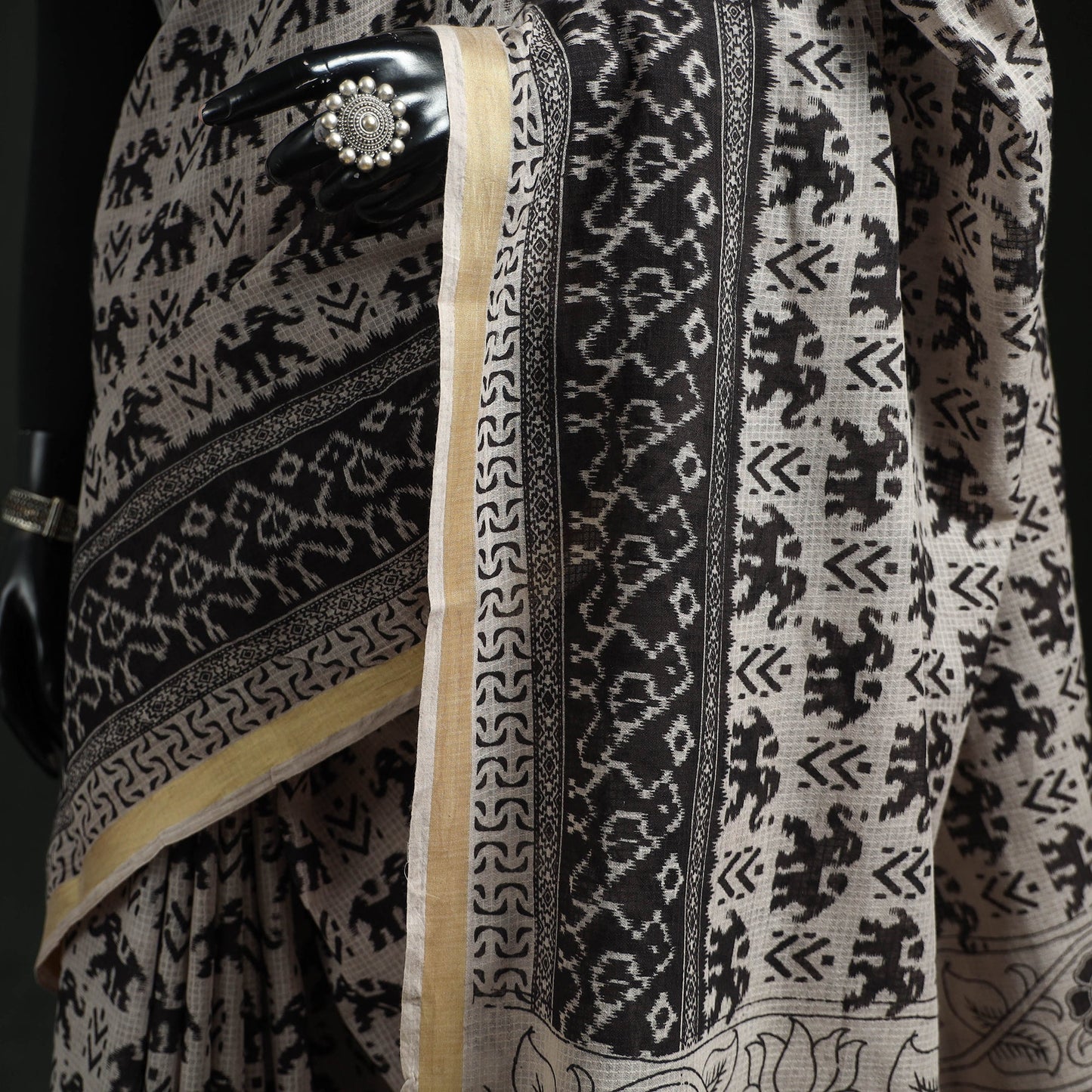 Kota doria cotton printed kalamkari saree 21 - handcrafted