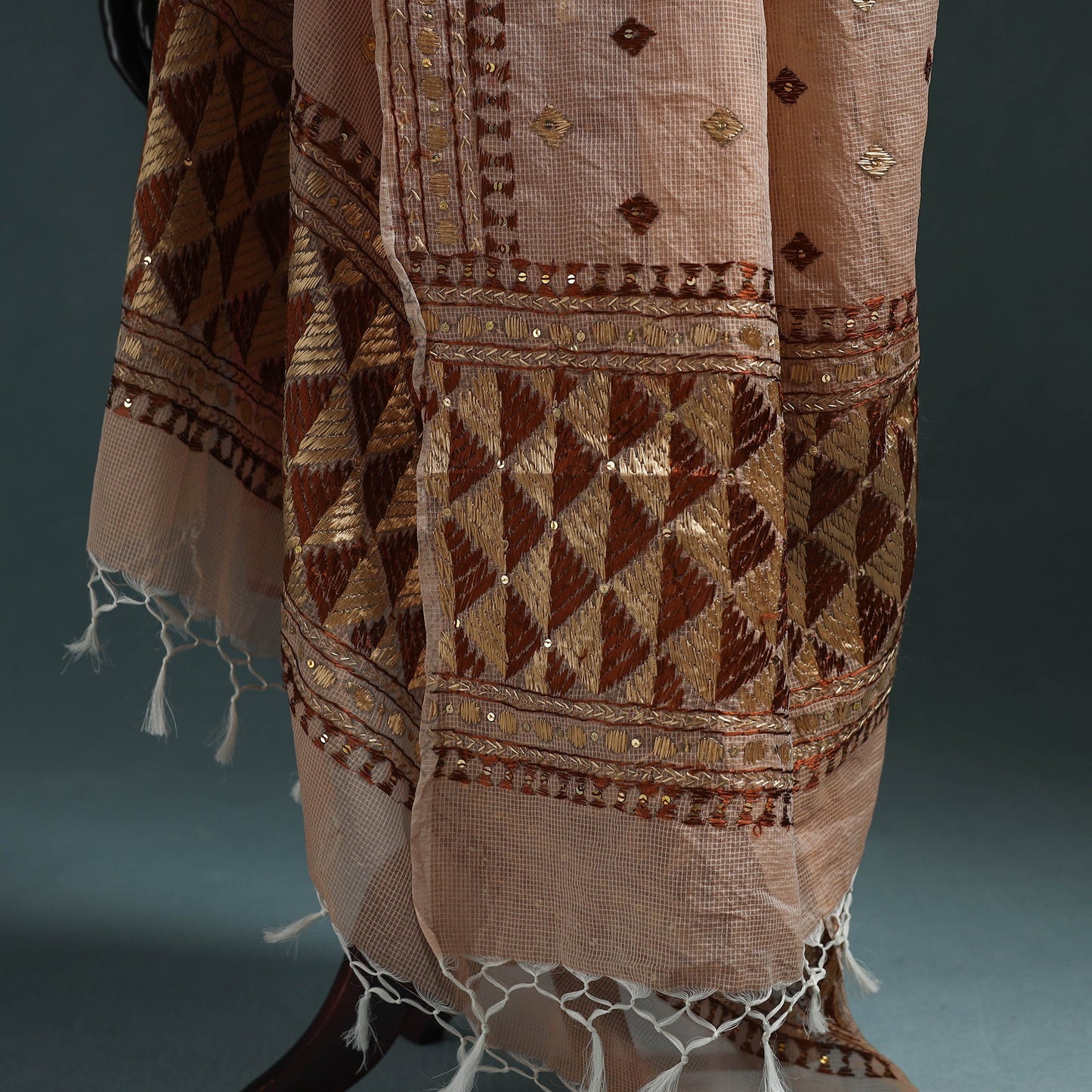 Kota doria silk hand embroidered chapa work phulkari