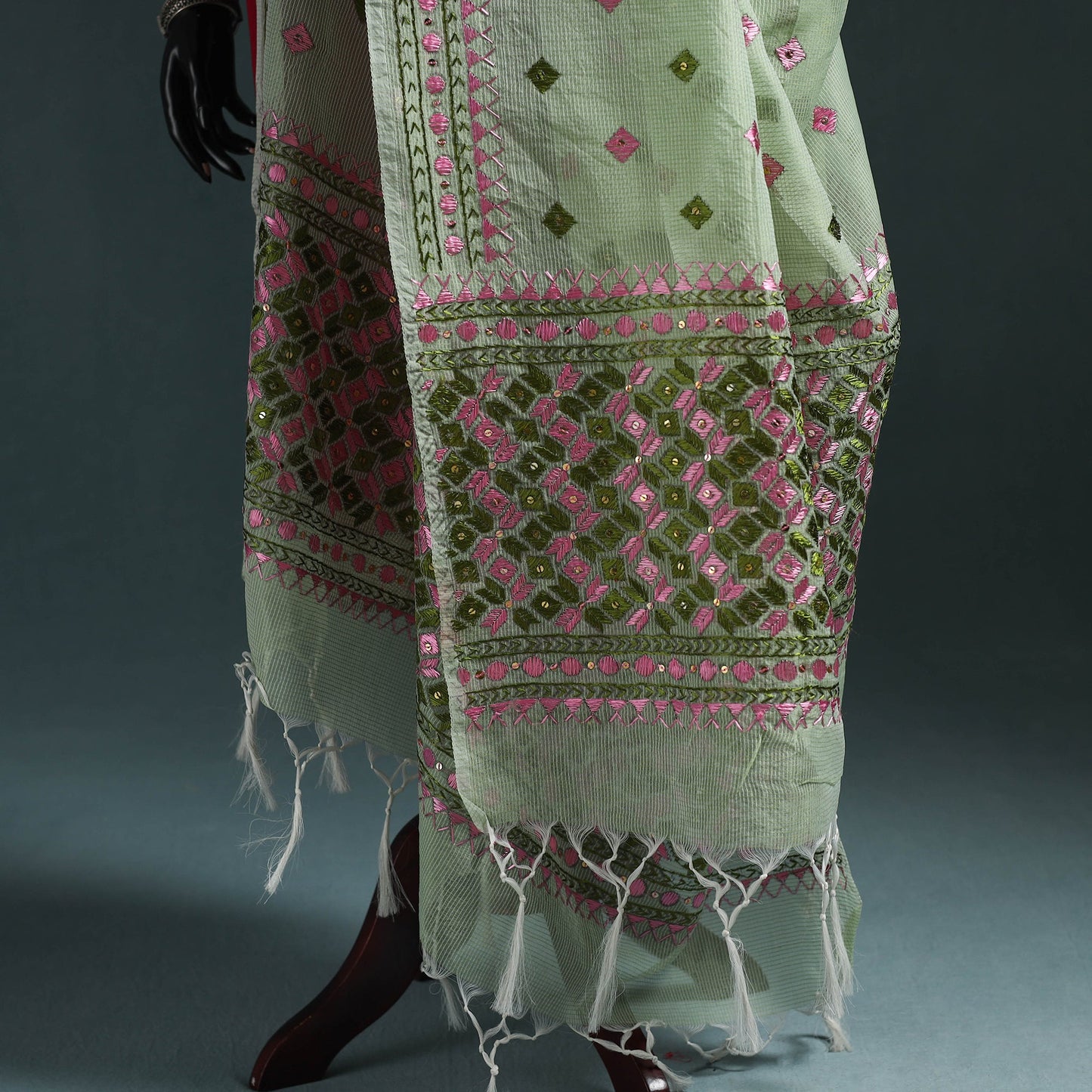 Kota doria silk hand embroidered chapa work phulkari