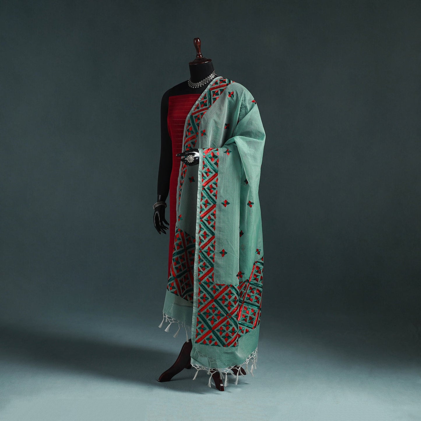 Kota doria silk hand embroidered chapa work phulkari