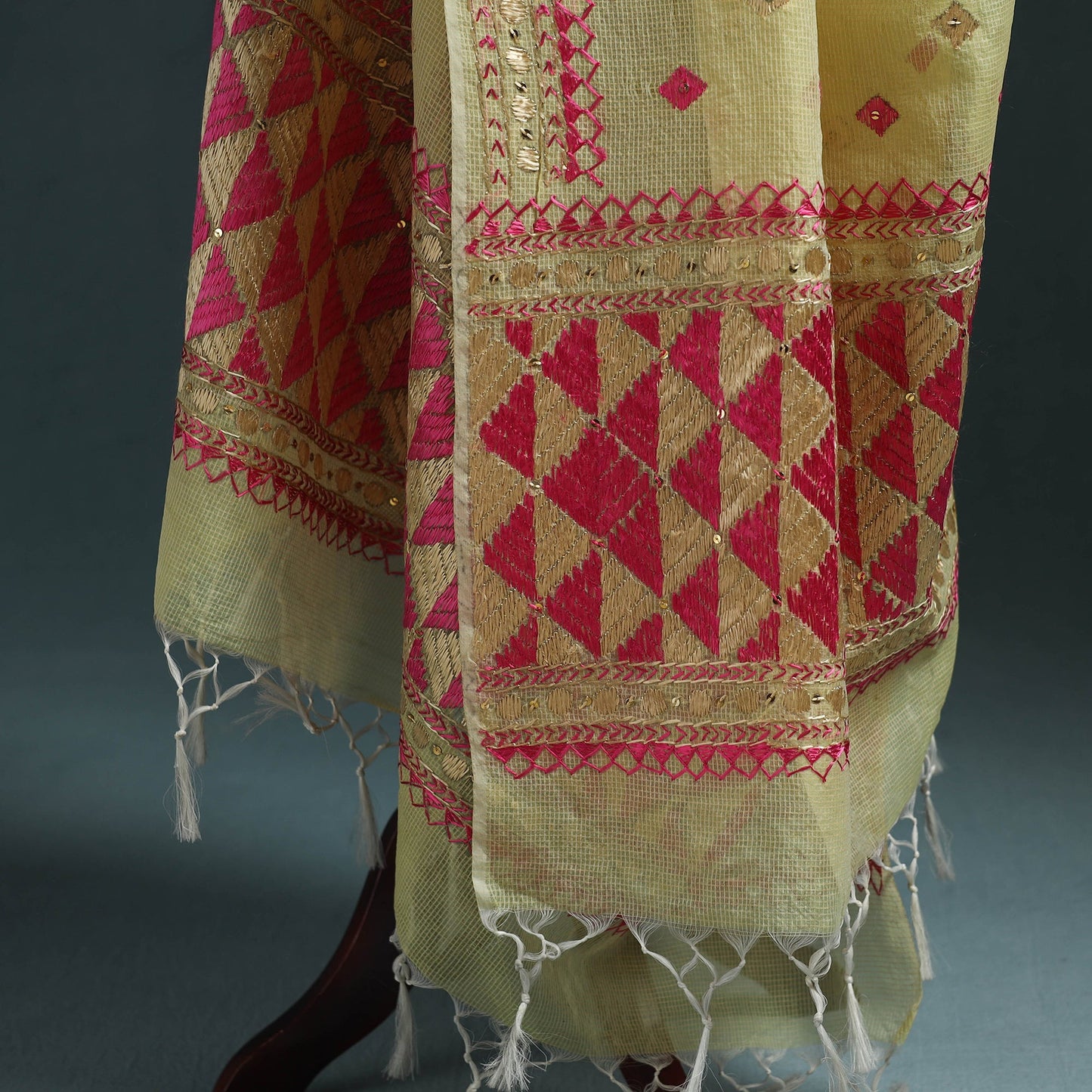 Kota doria silk hand embroidered chapa work phulkari
