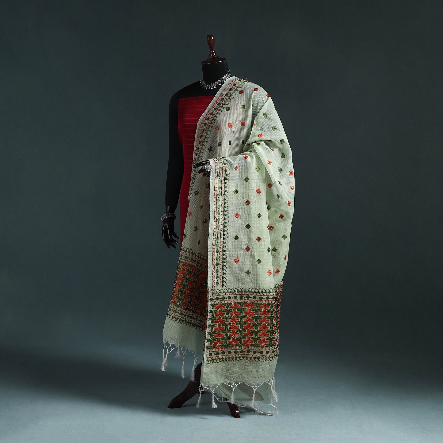 Kota doria silk hand embroidered chapa work phulkari