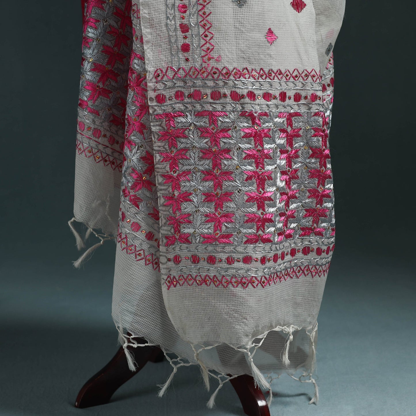 Kota doria silk hand embroidered chapa work phulkari