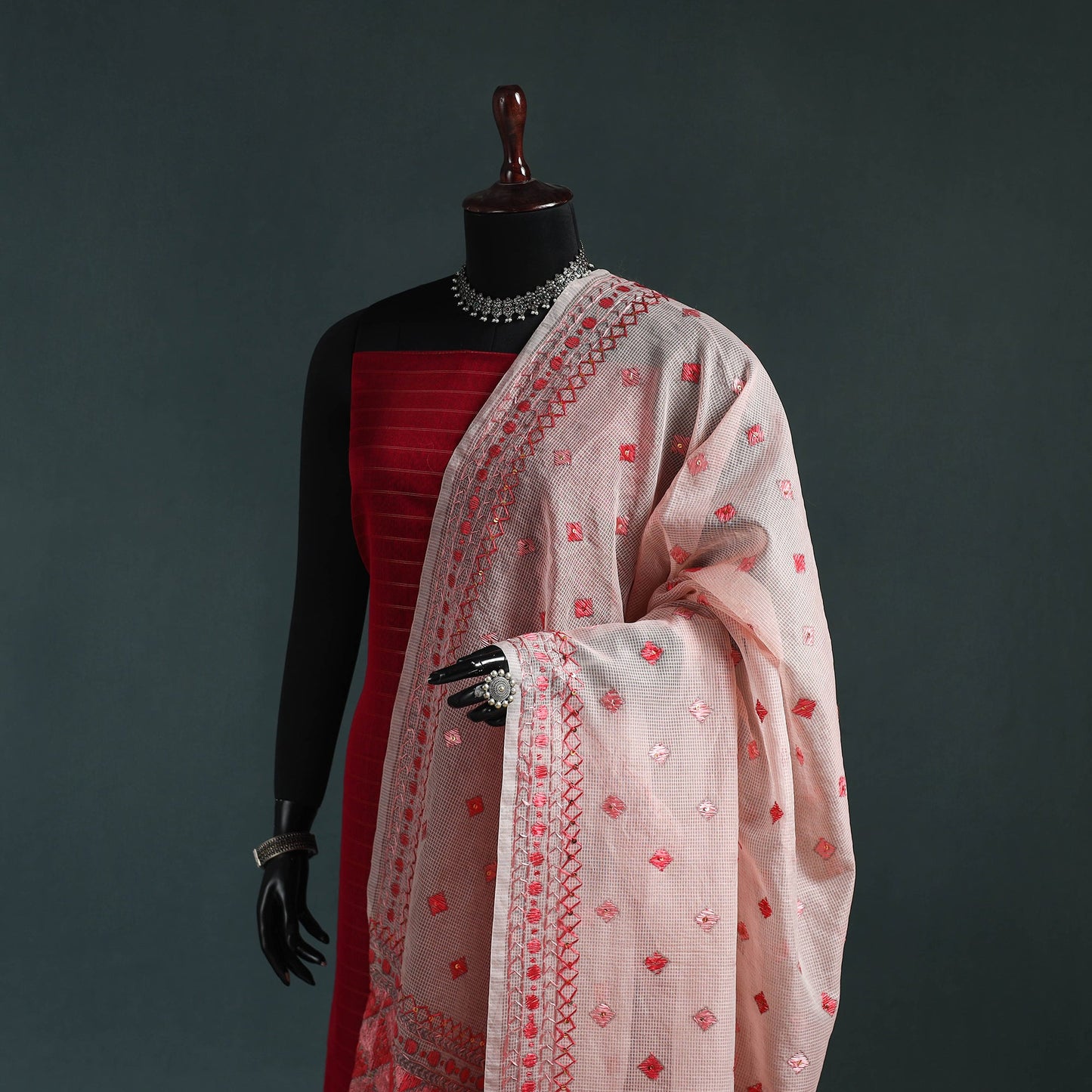 Kota doria silk hand embroidered chapa work phulkari