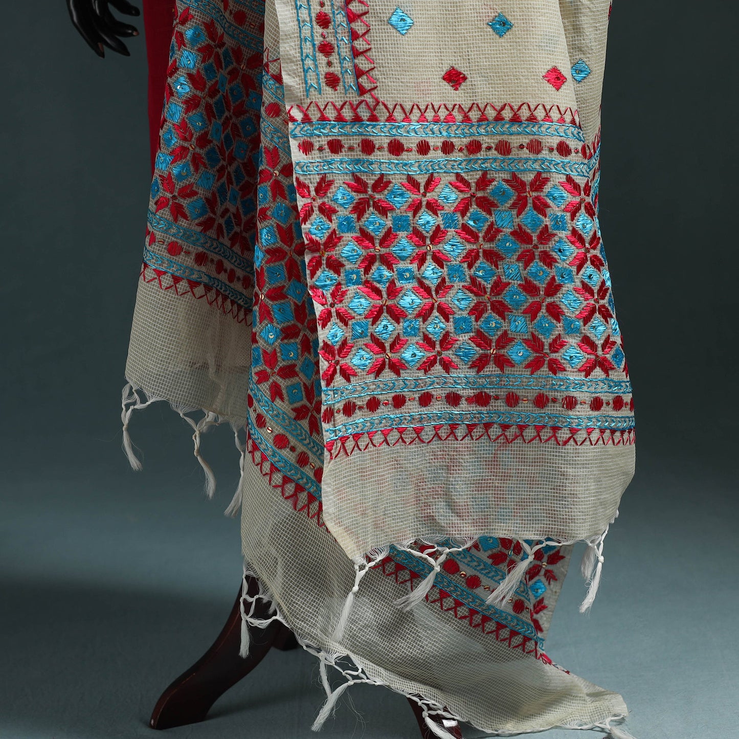 Kota doria silk hand embroidered chapa work phulkari