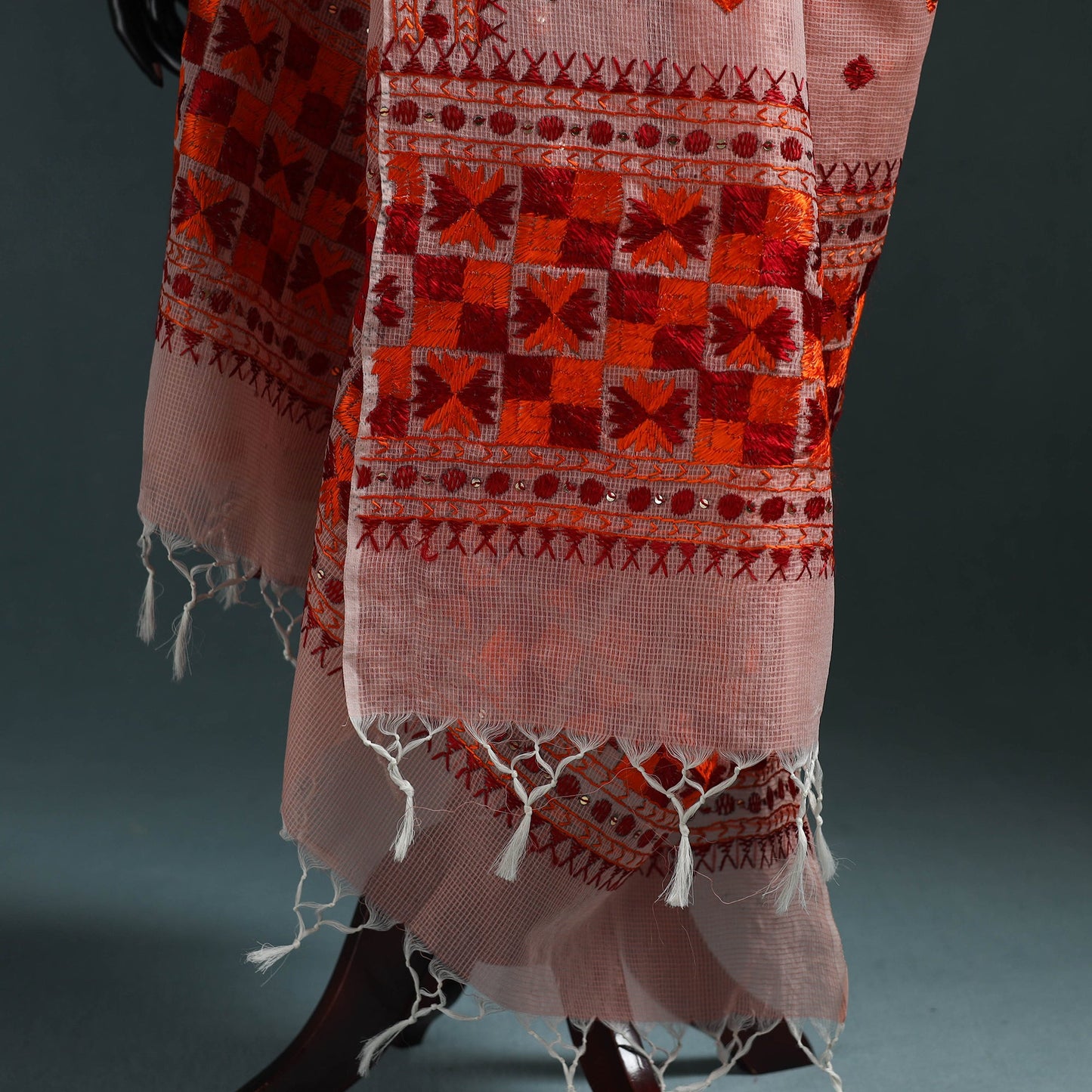 Kota doria silk hand embroidered chapa work phulkari