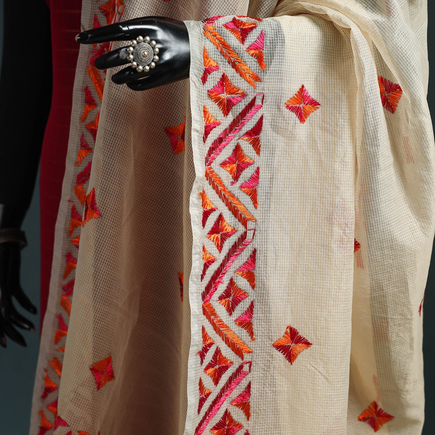 Kota doria silk hand embroidered chapa work phulkari