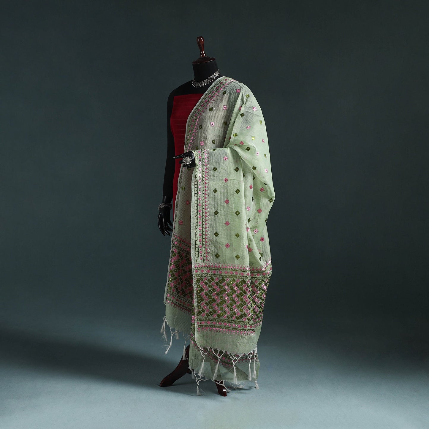 Kota doria silk hand embroidered chapa work phulkari