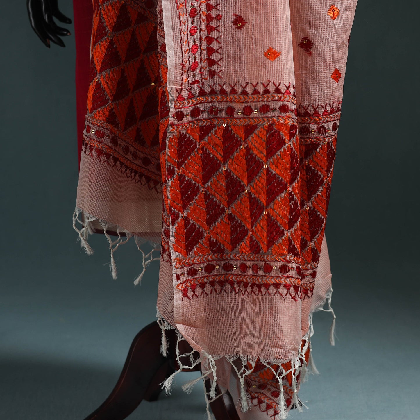 Kota doria silk hand embroidered chapa work phulkari
