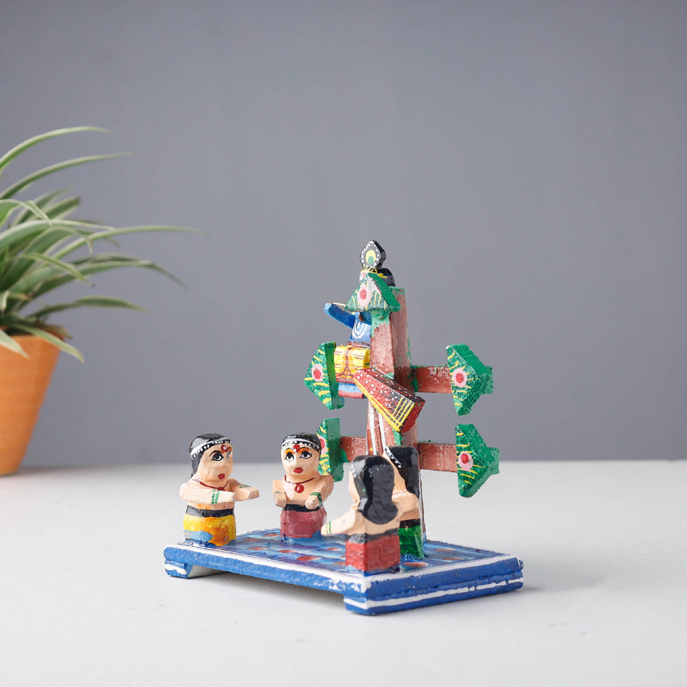 Buy Krishna Leela - Handpainted Wooden Home Decor Item Online in India l iTokri.com