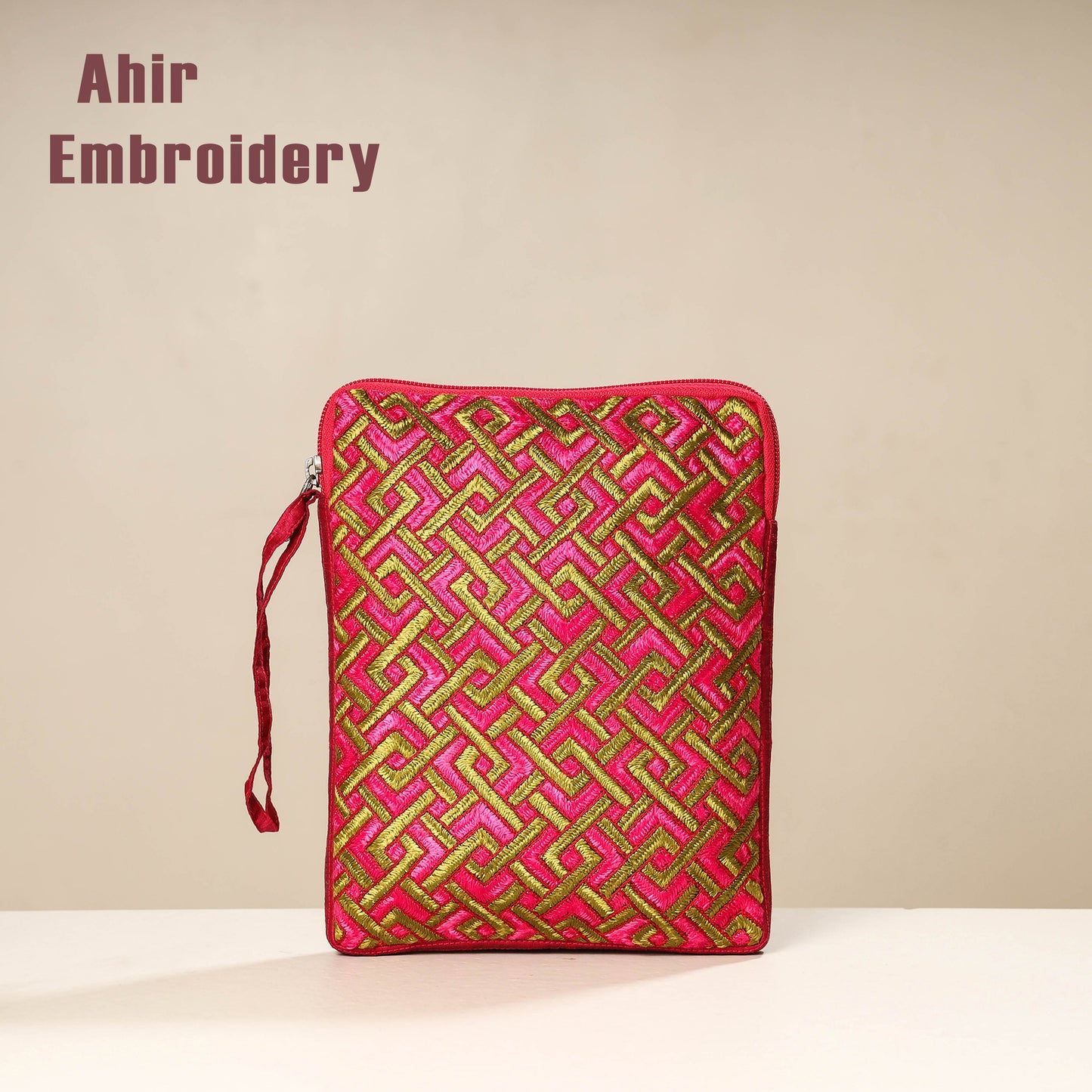 Kutch Ahir Embroidery Silk Tablet Pouch