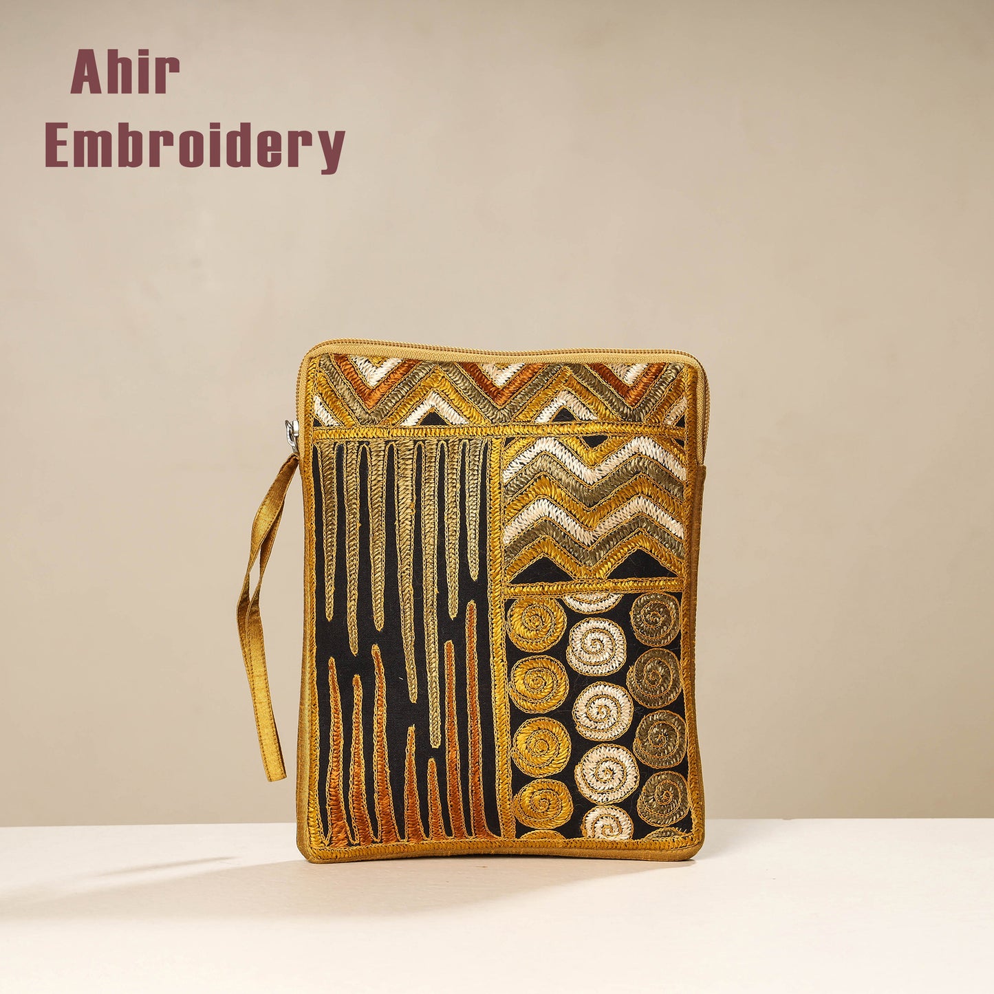 Kutch Ahir Embroidery Silk Tablet Pouch
