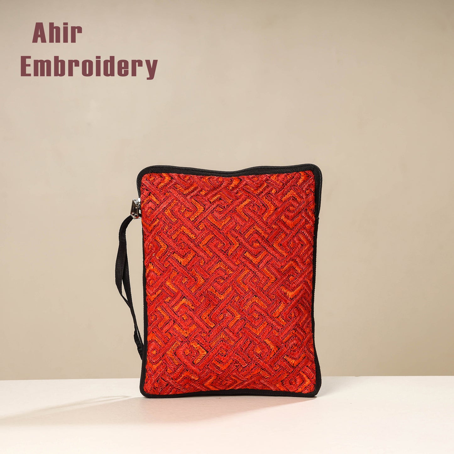 Kutch Ahir Embroidery Silk Tablet Pouch