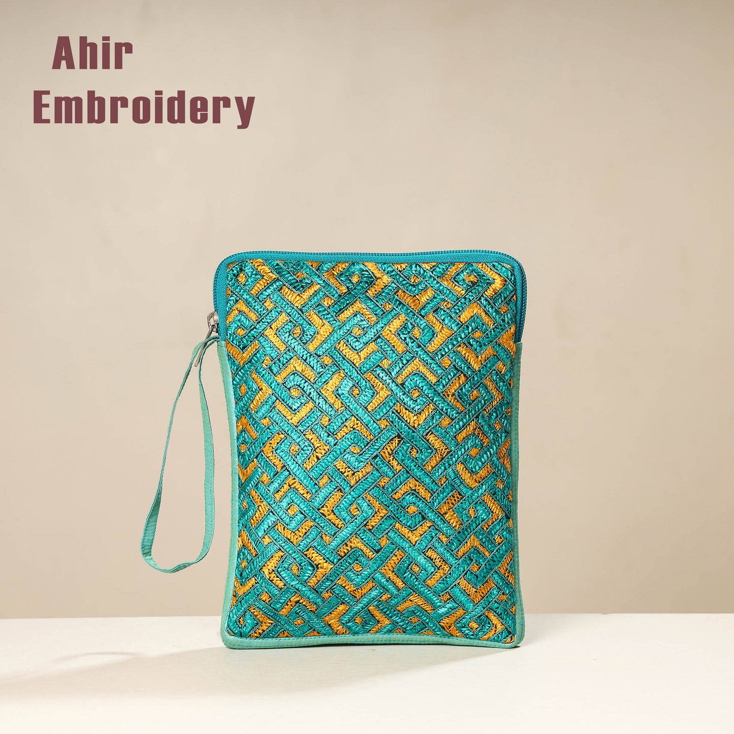 Kutch Ahir Embroidery Silk Tablet Pouch