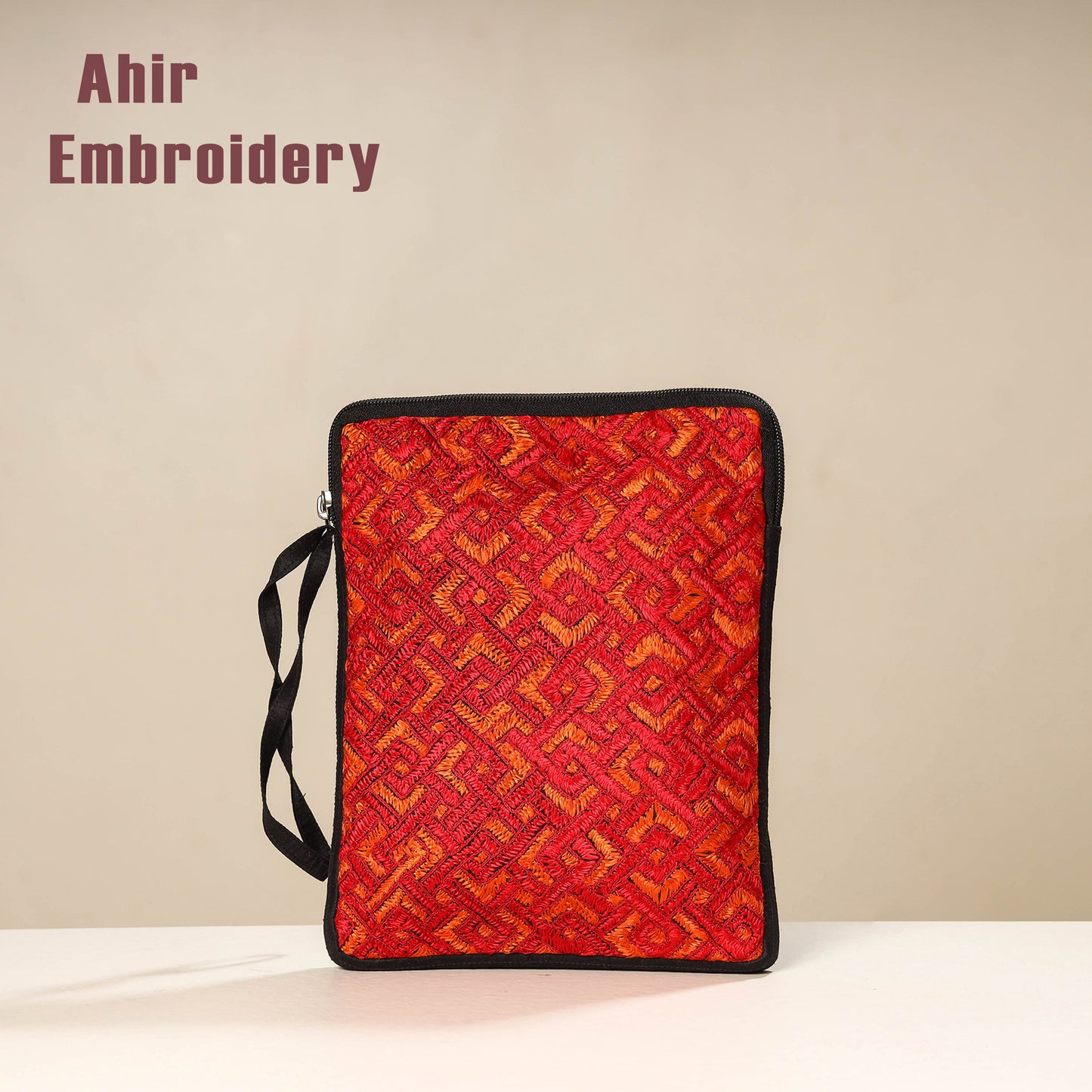 Kutch Ahir Embroidery Silk Tablet Pouch