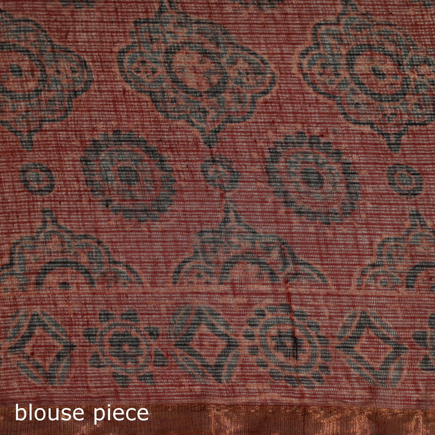 Kutch ajrakh hand block print natural dyed kota doria