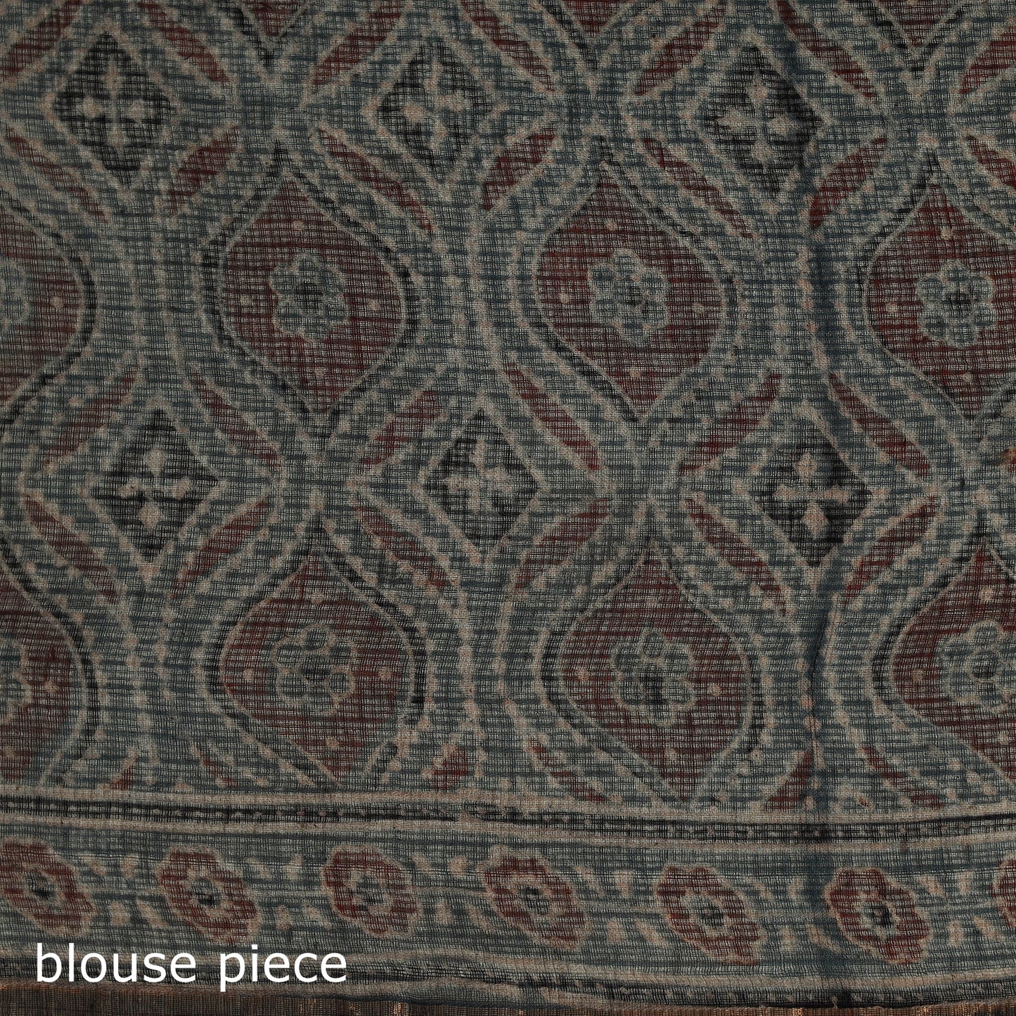 Kutch ajrakh hand block print natural dyed kota doria
