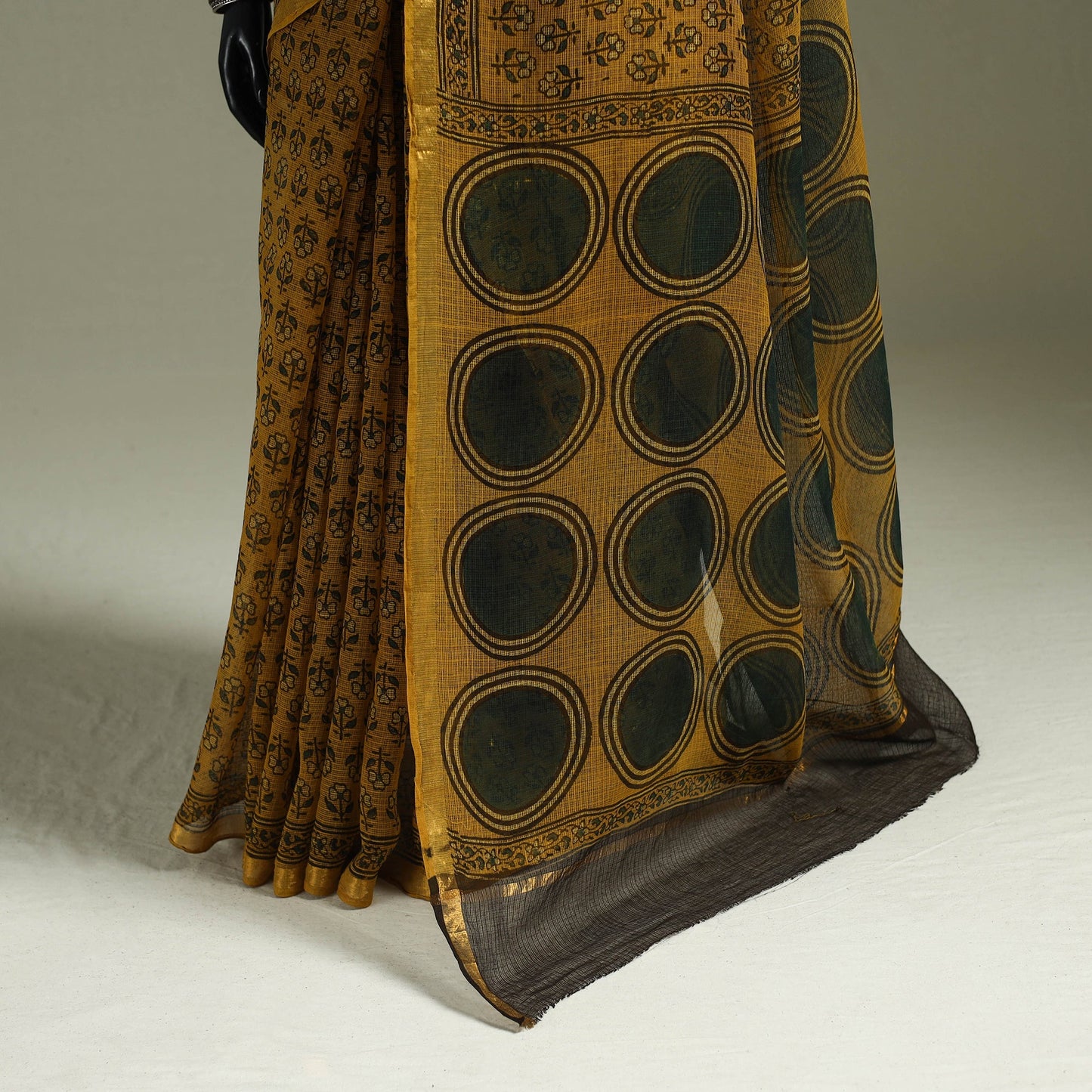 Kutch ajrakh hand block print natural dyed kota doria