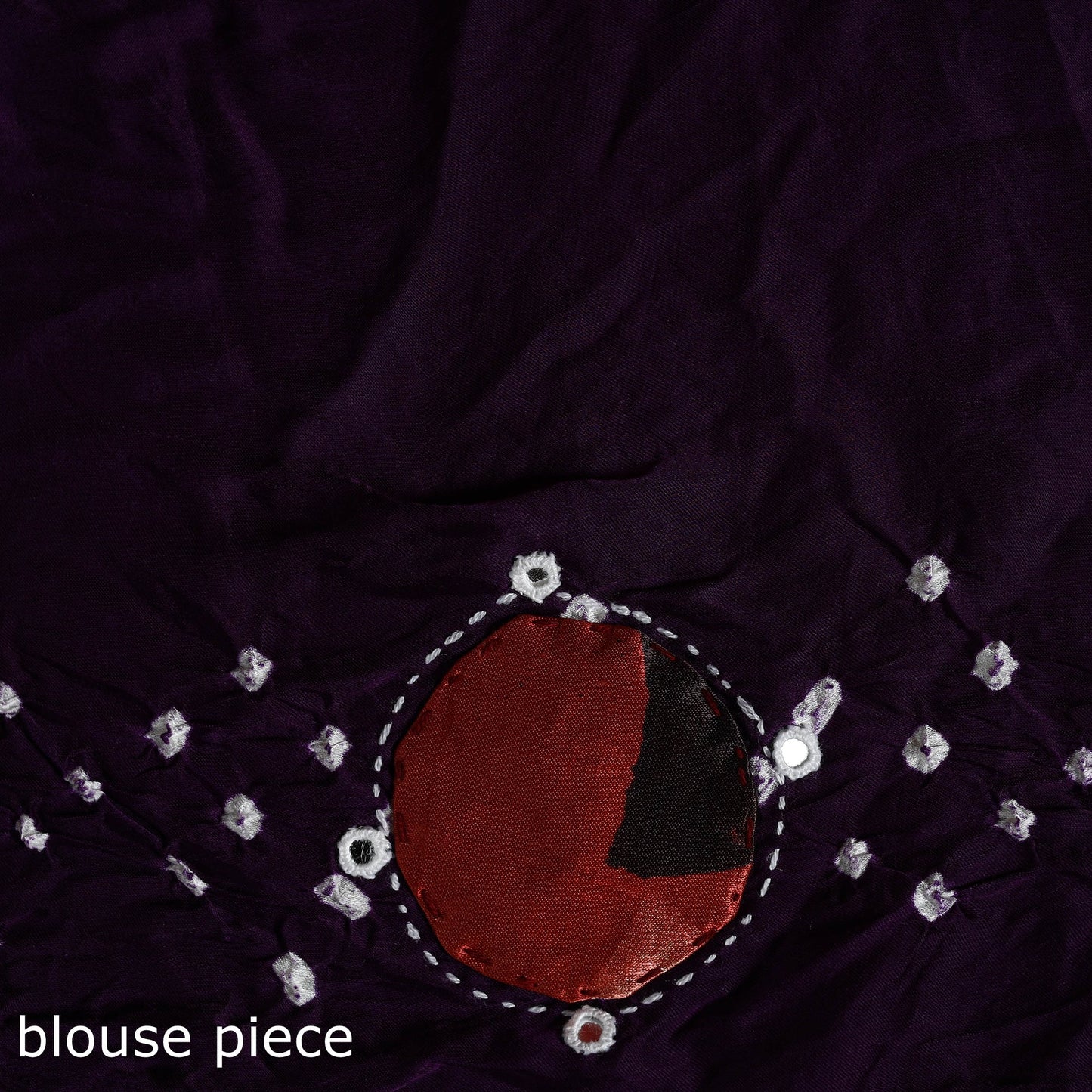 Kutch ajrakh patch tie-dye modal silk bandhani with mirror