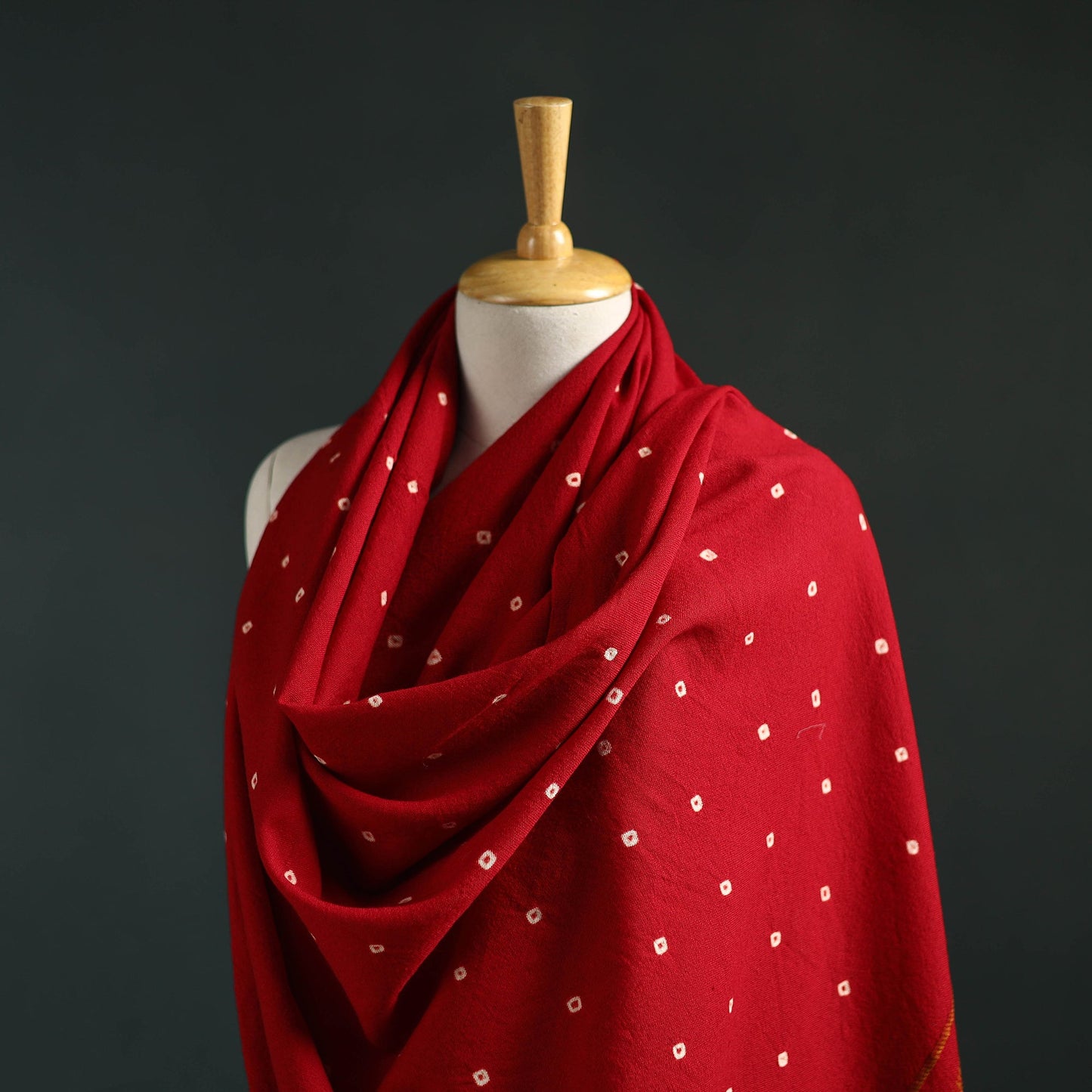 Kutch bandhani tie-dye handwoven merino wool shawl 13