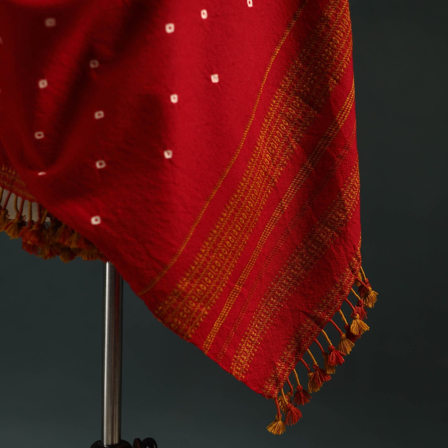 Kutch bandhani tie-dye handwoven merino wool shawl 13