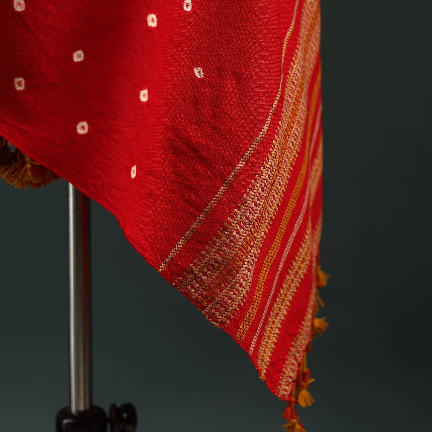 Kutch bandhani tie-dye handwoven merino wool shawl 14