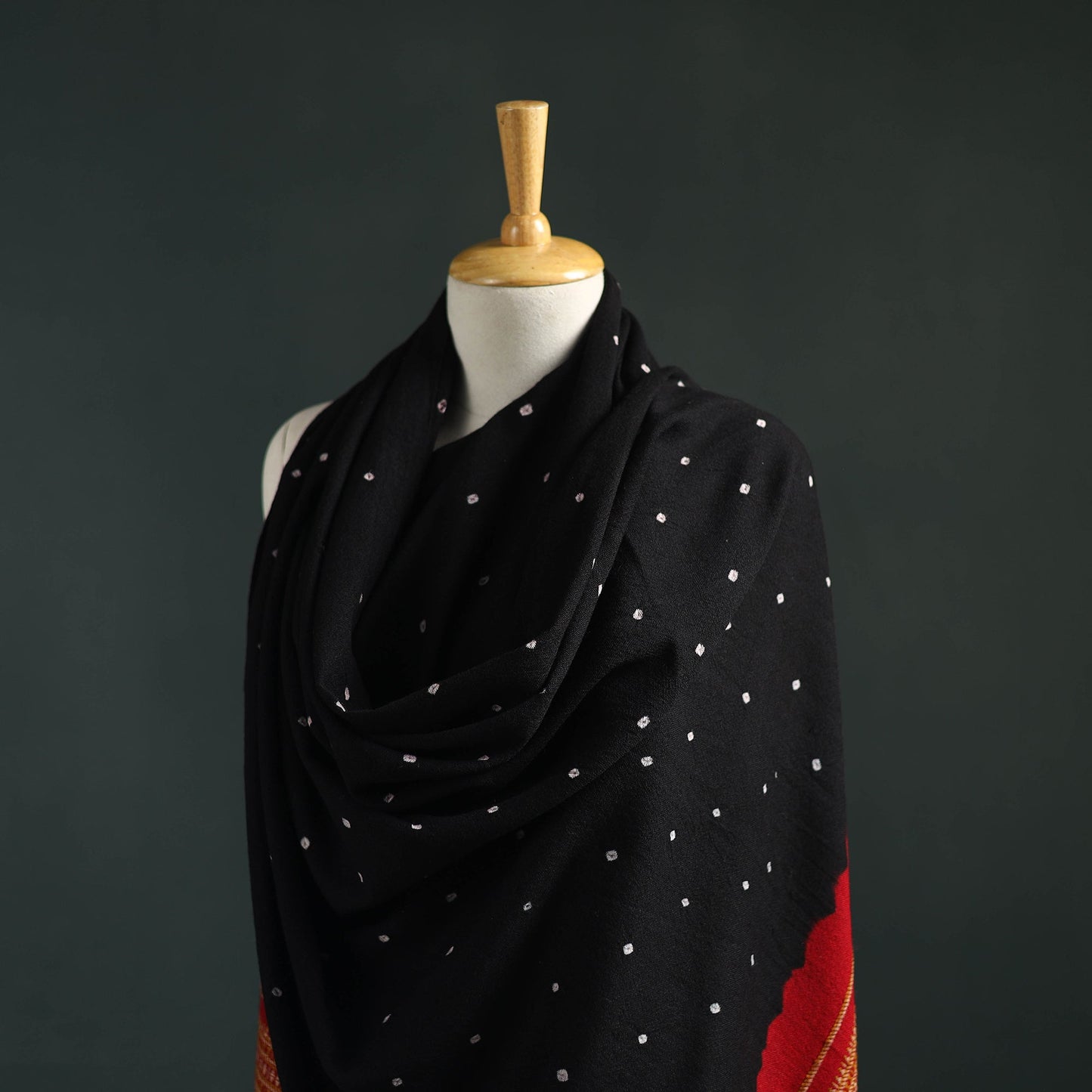 Kutch bandhani tie-dye handwoven merino wool shawl 16