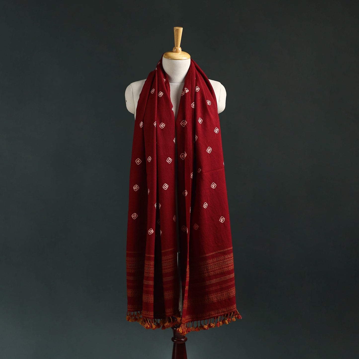 Kutch bandhani tie-dye handwoven merino wool shawl 23