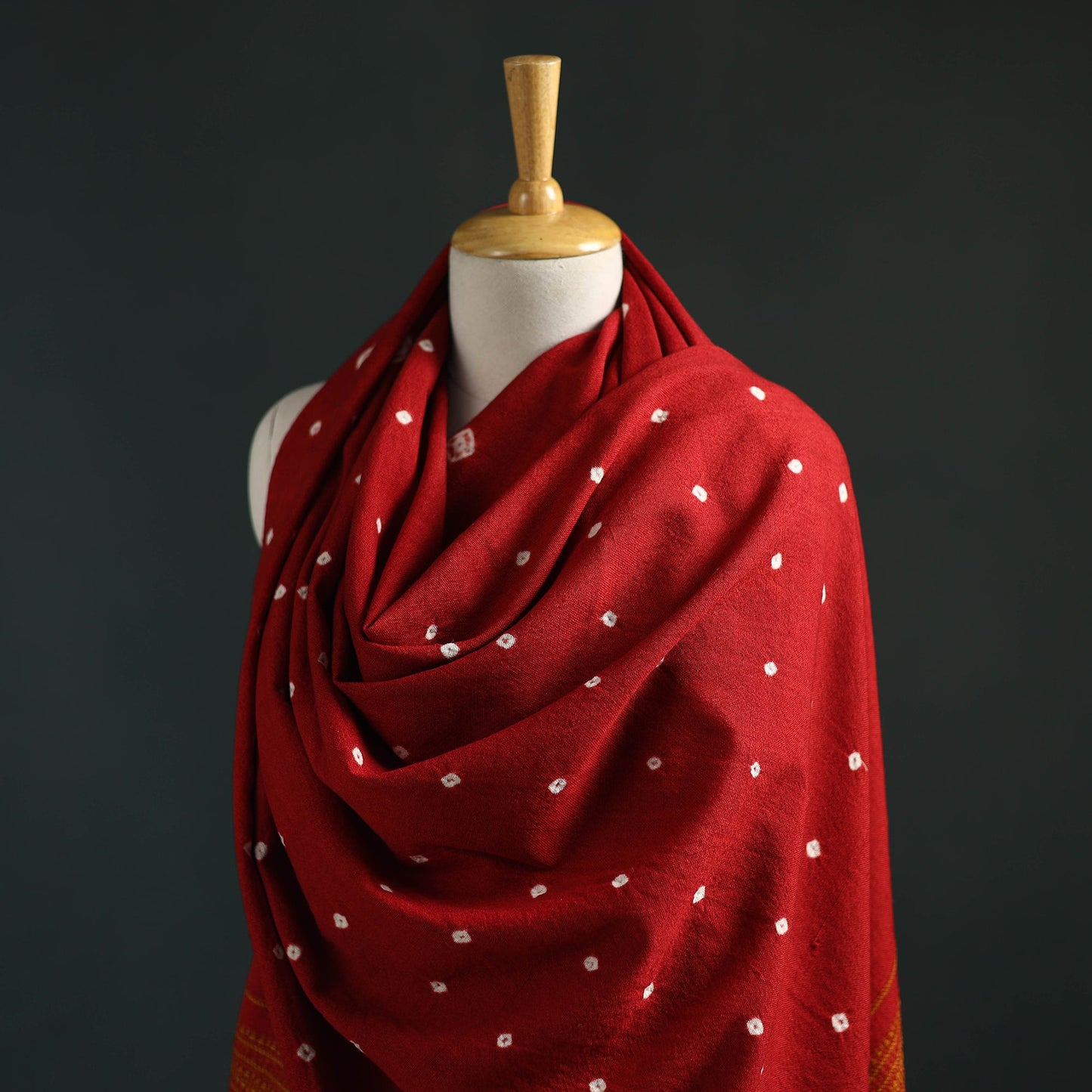 Kutch bandhani tie-dye handwoven merino wool shawl 25