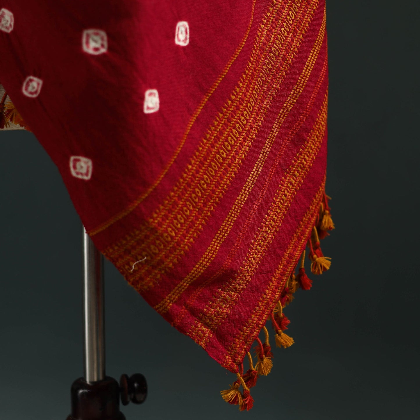 Kutch bandhani tie-dye handwoven merino wool shawl 30