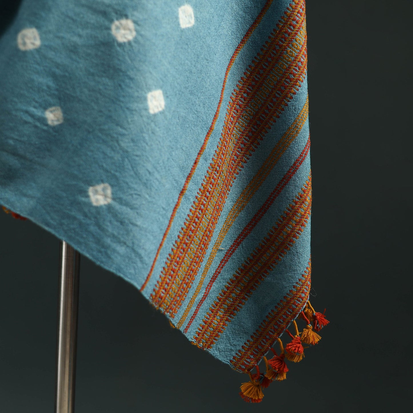 Kutch bandhani tie-dye handwoven merino wool shawl 31