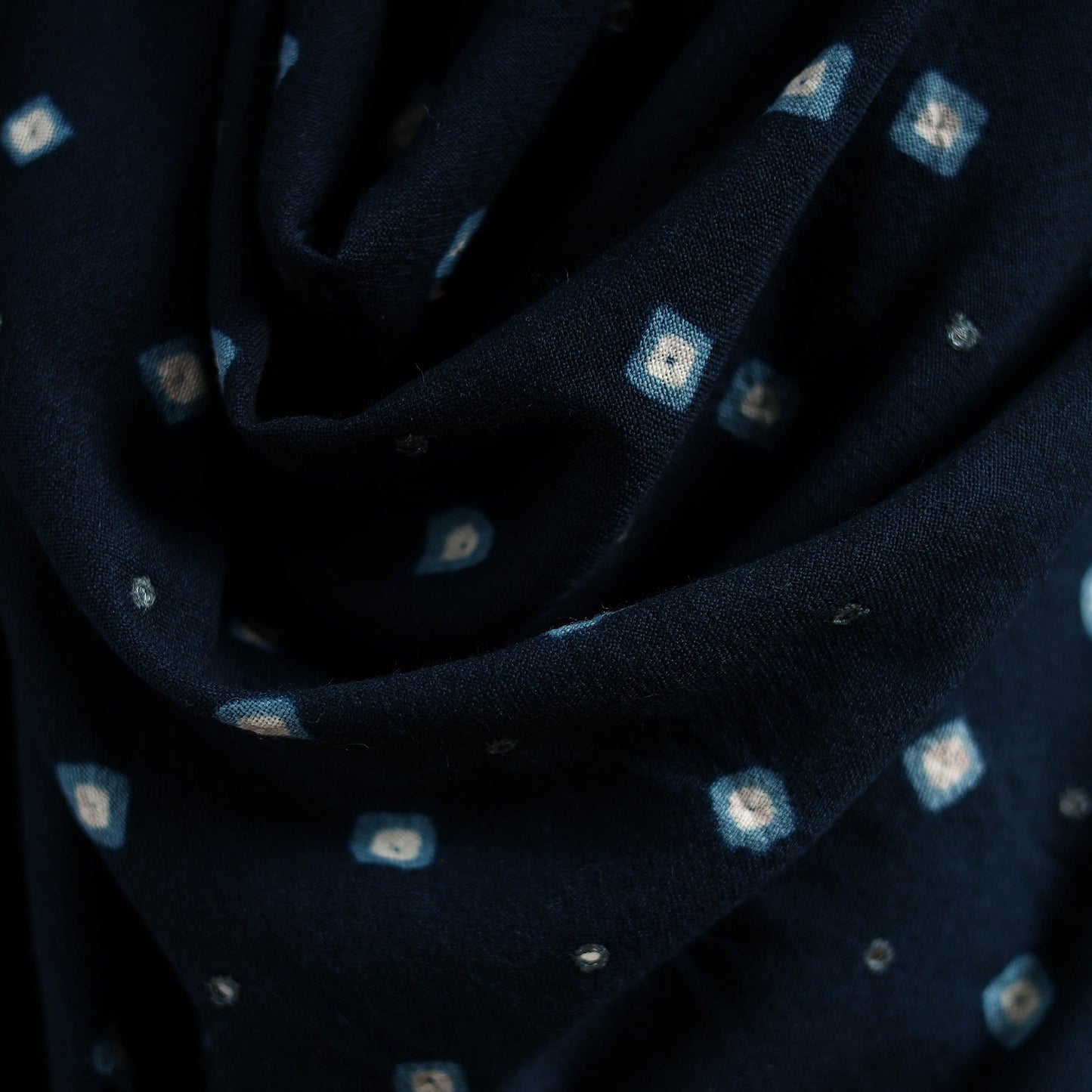 Kutch bhujodi handwoven mirror work merino wool bandhani