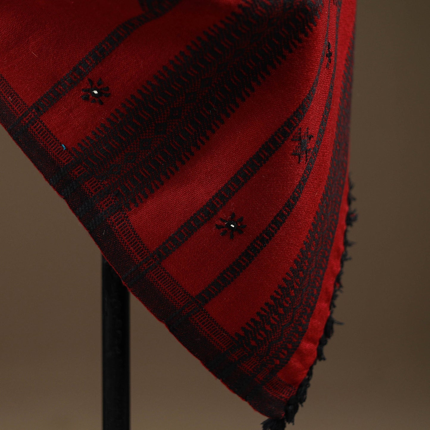 Kutch bhujodi handwoven mirror work wool shawl 21