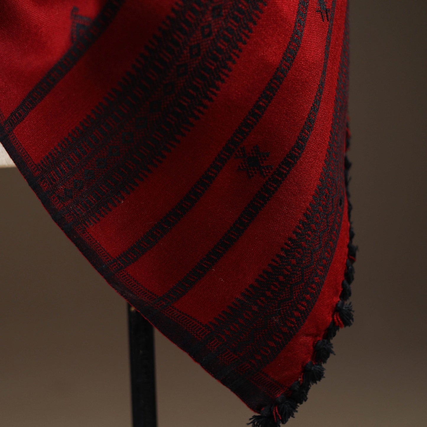 Kutch bhujodi handwoven mirror work wool shawl 29