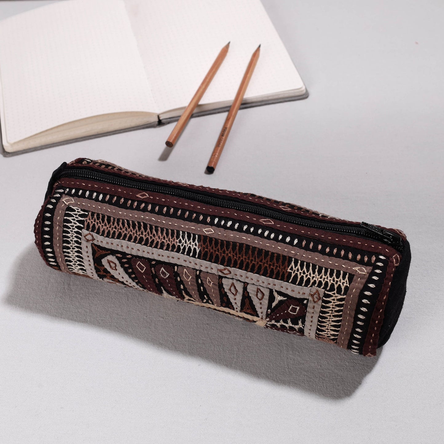Kutch Dhebariya Hand Embroidery Cotton Pencil Pouch