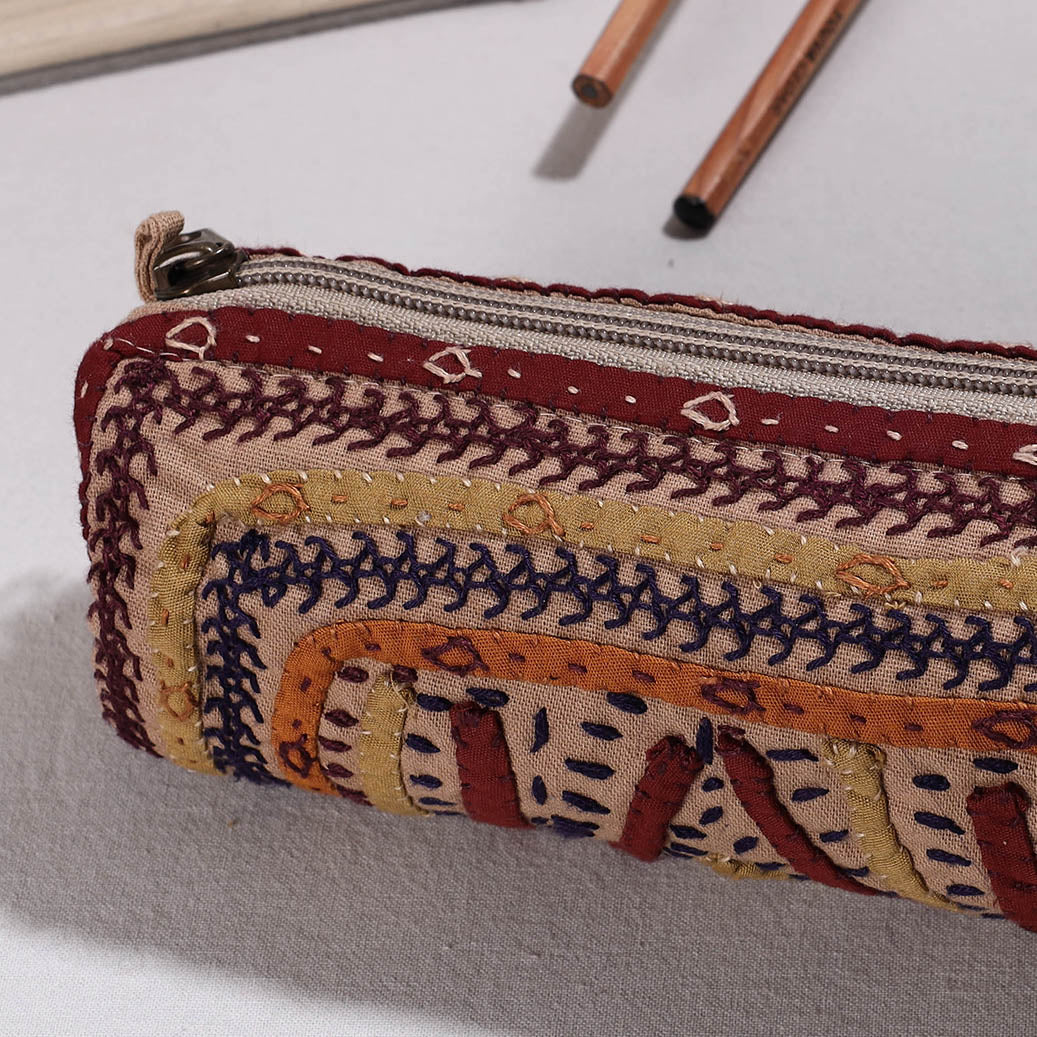 Kutch Dhebariya Hand Embroidery Cotton Pencil Pouch