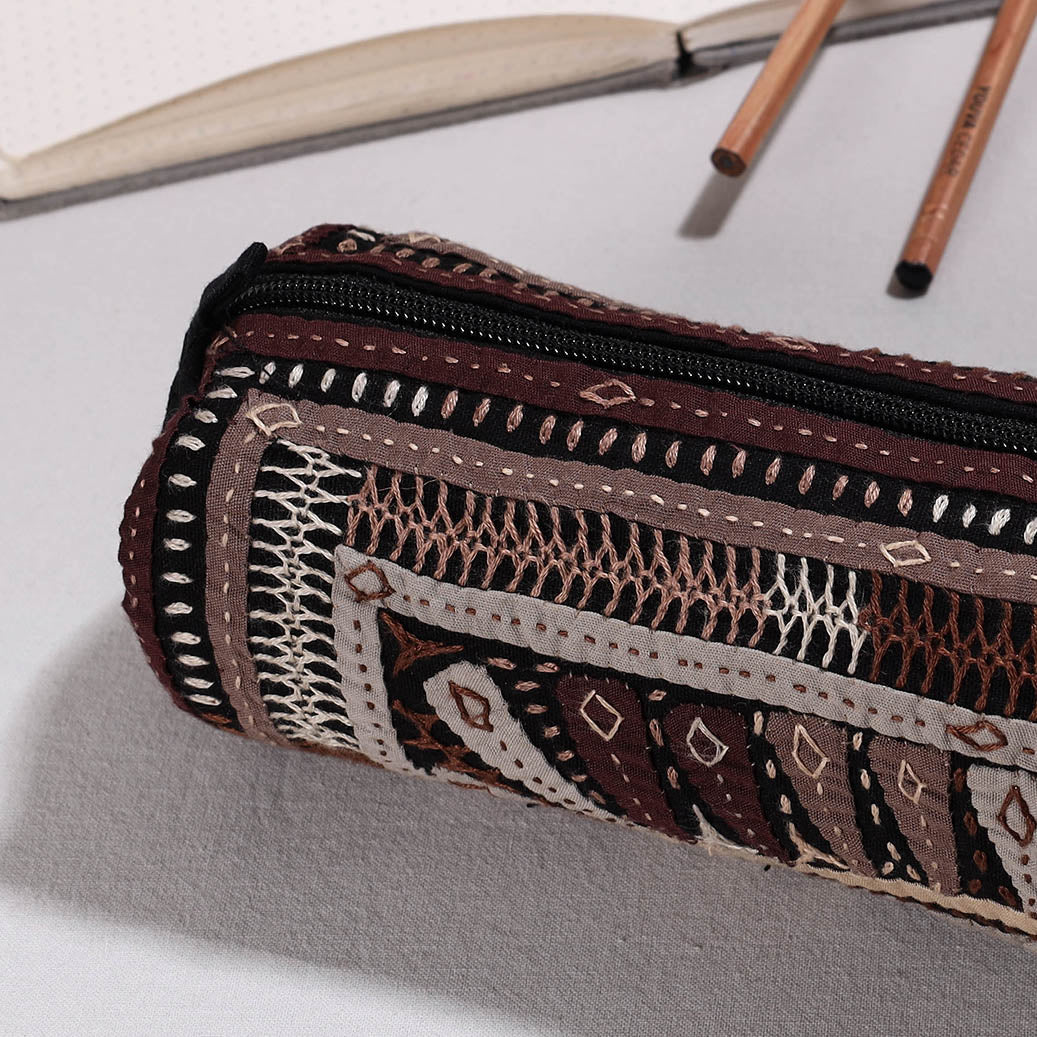 Kutch Dhebariya Hand Embroidery Cotton Pencil Pouch