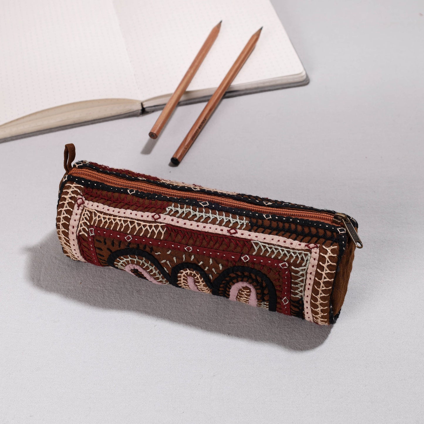 Kutch Dhebariya Hand Embroidery Cotton Pencil Pouch