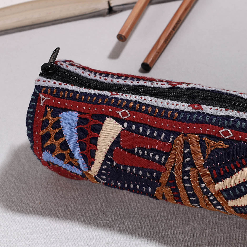 Kutch Dhebariya Hand Embroidery Cotton Pencil Pouch