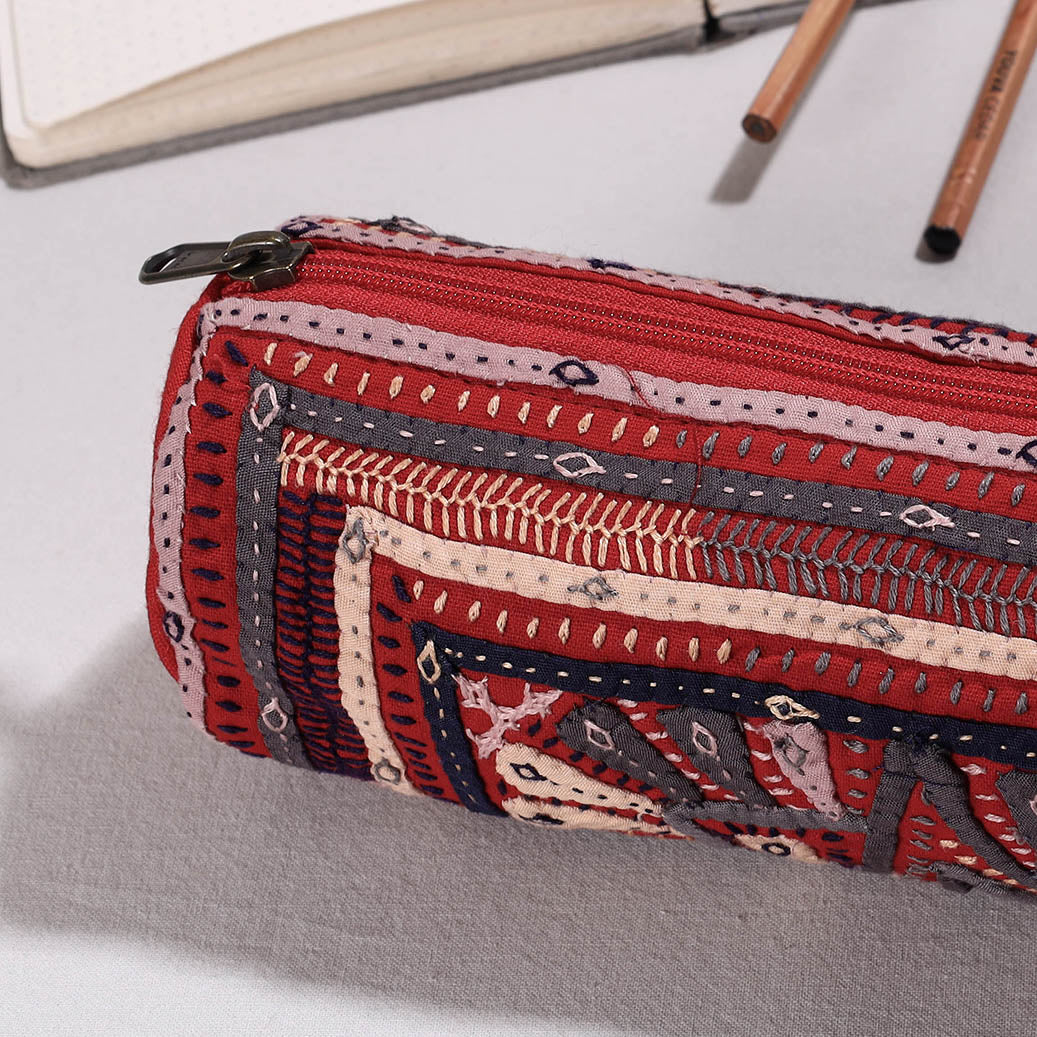 Kutch Dhebariya Hand Embroidery Cotton Pencil Pouch