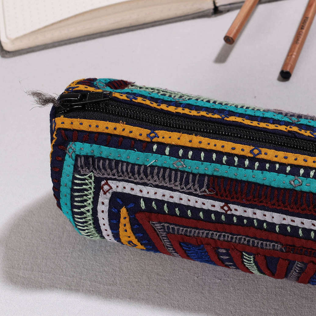 Kutch Dhebariya Hand Embroidery Cotton Pencil Pouch