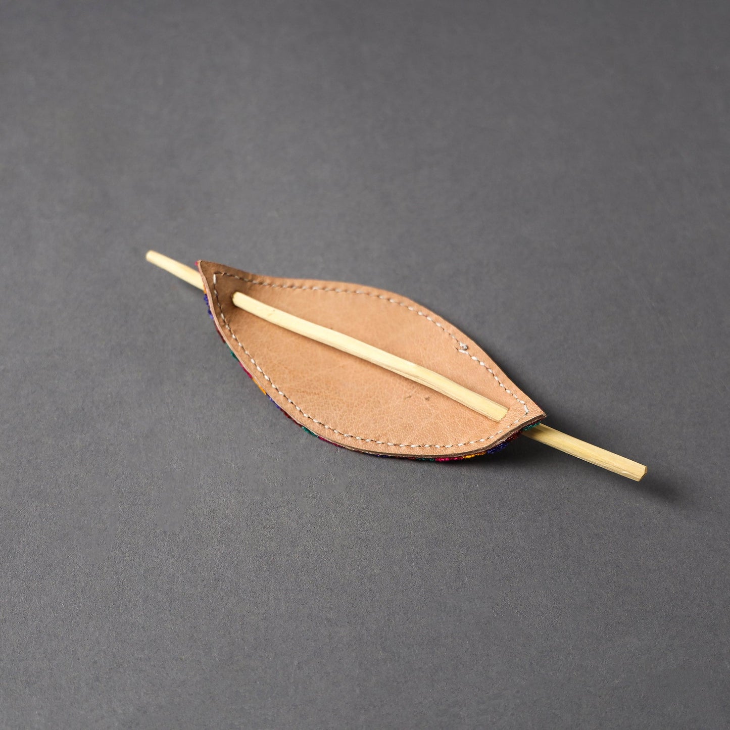 Kutch Embroidery Mirror Work Leather Hair Pin